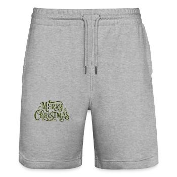 Message de Noël Vintage Vert - Short de jogging bio TRAINER Stanley/Stella unisexe - gris chiné - Devant - Nik (191cm) & Marisol (170cm)