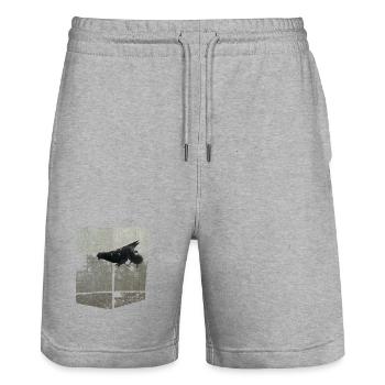 Doves - Stanley/Stella Trainer Unisex Organic Jogging Shorts - heather grey - Front - Nik (191cm) & Marisol (170cm)