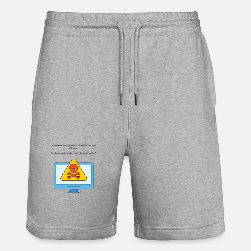 Blue Screen Humor Skull Warnung - Stanley/Stella Unisex Bio Joggingshorts Trainer  - Grau meliert