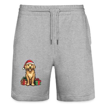 Golden Retriever Dog Christmas Gifts - Stanley/Stella Trainer Unisex Organic Jogging Shorts - heather grey - Front - Nik (191cm) & Marisol (170cm)