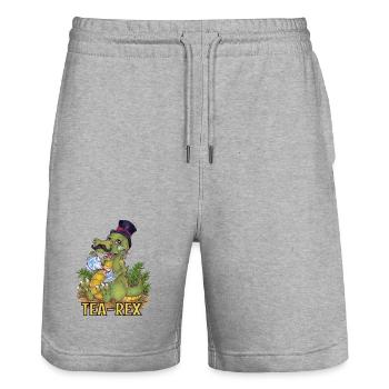 Witziger Tee Rex Wortwitz Hand gezeichnet Dino - Stanley/Stella Unisex Bio Joggingshorts Trainer  - Grau meliert - Vorne - Nik (191cm) & Marisol (170cm)