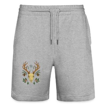 Winterhirsch-Schädelwappen - Stanley/Stella Unisex Bio Joggingshorts Trainer  - Grau meliert - Vorne - Nik (191cm) & Marisol (170cm)