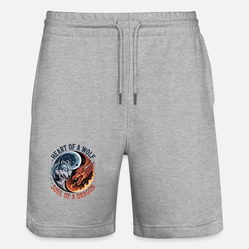 Herz des Wolfes, Seele des Drachen - Stanley/Stella Unisex Bio Joggingshorts Trainer  - Grau meliert