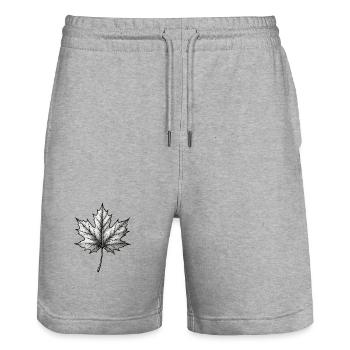 Ahornblatt Schwarz-Weiß Minimal - Stanley/Stella Unisex Bio Joggingshorts Trainer  - Grau meliert - Vorne - Nik (191cm) & Marisol (170cm)