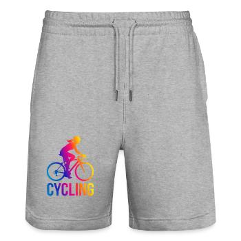 Silhouette de la fille arc-en-ciel Cycliste - Short de jogging bio TRAINER Stanley/Stella unisexe - gris chiné - Devant - Nik (191cm) & Marisol (170cm)