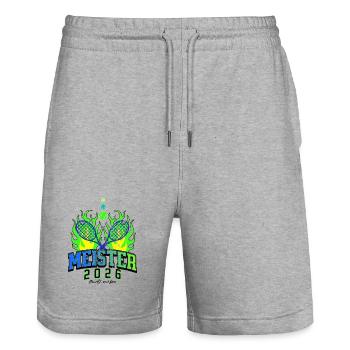 Meister Champion 2026 Meisterschaft Winterrunde - Stanley/Stella Unisex Bio Joggingshorts Trainer  - Grau meliert - Vorne - Nik (191cm) & Marisol (170cm)