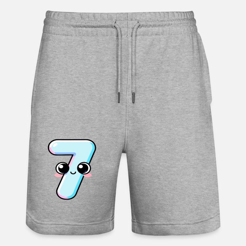 Nummer 7 Kawaii-Kuchen - Stanley/Stella Unisex Bio Joggingshorts Trainer  - Grau meliert