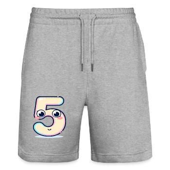 Numéro 5 Kawaii Pastel - Short de jogging bio TRAINER Stanley/Stella unisexe - gris chiné - Devant - Nik (191cm) & Marisol (170cm)