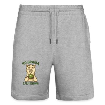 Ruhepol Alpaka – Kein Drama - Stanley/Stella Unisex Bio Joggingshorts Trainer  - Grau meliert - Vorne - Nik (191cm) & Marisol (170cm)