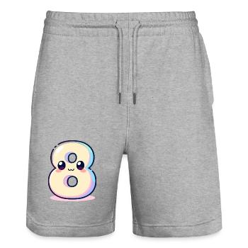Numéro 8 Kawaii Rainbow - Short de jogging bio TRAINER Stanley/Stella unisexe - gris chiné - Devant - Nik (191cm) & Marisol (170cm)