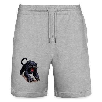 Schwarzer Panther Angriff - Stanley/Stella Unisex Bio Joggingshorts Trainer  - Grau meliert - Vorne - Nik (191cm) & Marisol (170cm)