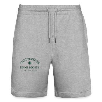 Saint Boredom - Tennis Society - Stanley/Stella Unisex Bio Joggingshorts Trainer  - Grau meliert - Vorne - Nik (191cm) & Marisol (170cm)