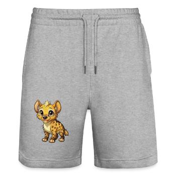 Baby Hyena - Stanley/Stella Trainer Unisex Organic Jogging Shorts - heather grey - Front - Nik (191cm) & Marisol (170cm)