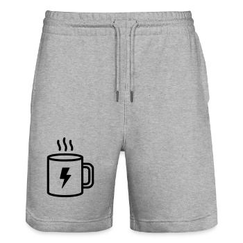 Coffee Cup Flash Energy - Stanley/Stella Trainer Unisex Organic Jogging Shorts - heather grey - Front - Nik (191cm) & Marisol (170cm)