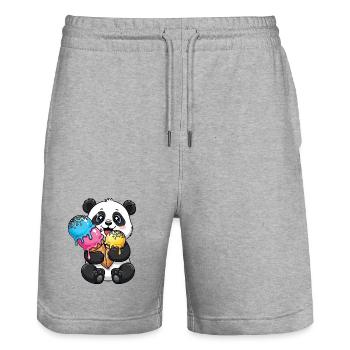 Süßer Panda Cartoon Eis Sommer Süßigkeit - Stanley/Stella Trainer Unisex Organic Jogging Shorts - heather grey - Front - Nik (191cm) & Marisol (170cm)