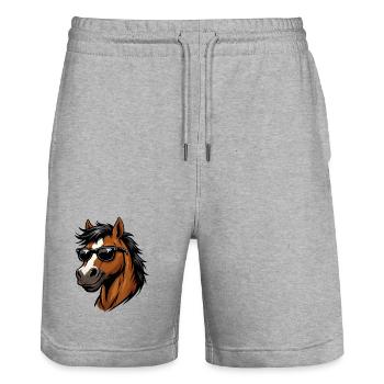 Stud with sunglasses vector swag - Stanley/Stella Trainer Unisex Organic Jogging Shorts - heather grey - Front - Nik (191cm) & Marisol (170cm)