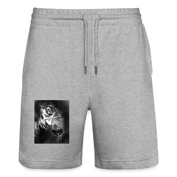 Monochrome Mirage-Glas und Blick - Stanley/Stella Unisex Bio Joggingshorts Trainer  - Grau meliert - Vorne - Nik (191cm) & Marisol (170cm)