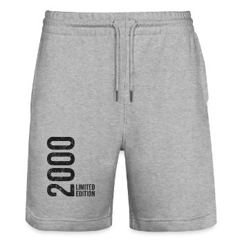 Jahrgang 2000 Limited Edition 26. Geburtstag - Stanley/Stella Unisex Bio Joggingshorts Trainer  - Grau meliert - Vorne - Nik (191cm) & Marisol (170cm)