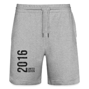 10e anniversaire Garçon Fille Vintage 2016 - Short de jogging bio TRAINER Stanley/Stella unisexe - gris chiné - Devant - Nik (191cm) & Marisol (170cm)