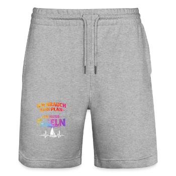 Sail - Stanley/Stella Trainer Unisex Organic Jogging Shorts - heather grey - Front - Nik (191cm) & Marisol (170cm)