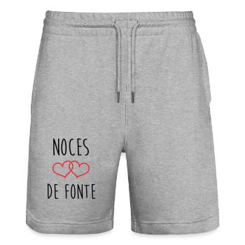 Fonte-Hochzeit 73 Jahre Ehe - Stanley/Stella Unisex Bio Joggingshorts Trainer  - Grau meliert - Vorne - Nik (191cm) & Marisol (170cm)
