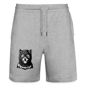 Eurasier | Bandito - Stanley/Stella Trainer Unisex Organic Jogging Shorts - heather grey - Front - Nik (191cm) & Marisol (170cm)