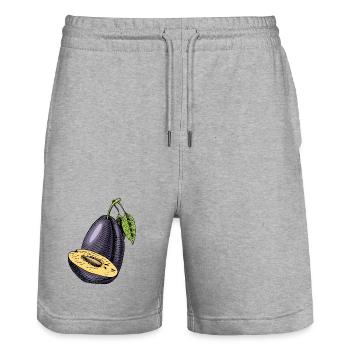 Fruit de prune - Short de jogging bio TRAINER Stanley/Stella unisexe - gris chiné - Devant - Nik (191cm) & Marisol (170cm)