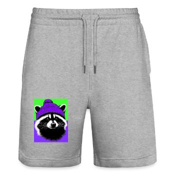Raccoon - Stanley/Stella Trainer Unisex Organic Jogging Shorts - heather grey - Front - Nik (191cm) & Marisol (170cm)