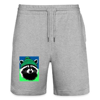Raccoon - Stanley/Stella Trainer Unisex Organic Jogging Shorts - heather grey - Front - Nik (191cm) & Marisol (170cm)