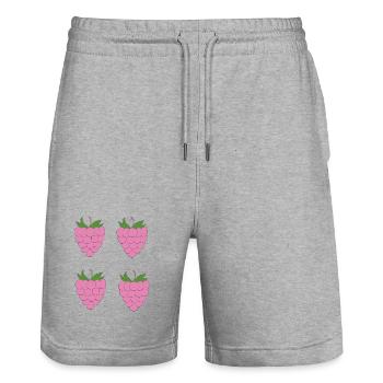 Raspberry Double Cluster Pattern - Stanley/Stella Trainer Unisex Organic Jogging Shorts - heather grey - Front - Nik (191cm) & Marisol (170cm)