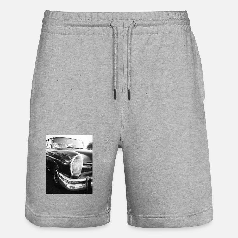 Oldtimer-Automobil in Schwarz-Weiß - Stanley/Stella Unisex Bio Joggingshorts Trainer - Grau meliert