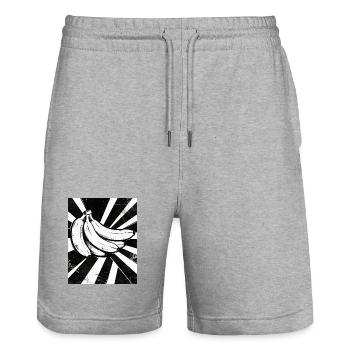 Black and White Bananas Collage - Stanley/Stella Trainer Unisex Organic Jogging Shorts - heather grey - Front - Nik (191cm) & Marisol (170cm)