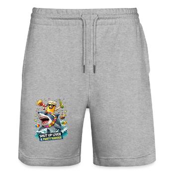 Fête du requin : Shut Up Liver Tee - Short de jogging bio TRAINER Stanley/Stella unisexe - gris chiné - Devant - Nik (191cm) & Marisol (170cm)