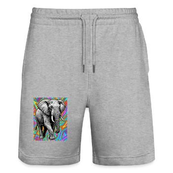 Elefant - Stanley/Stella Unisex Bio Joggingshorts Trainer  - Grau meliert - Vorne - Nik (191cm) & Marisol (170cm)