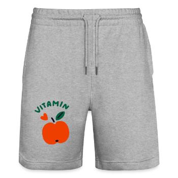 Vitamin Apple Cute Healthy Fruit Design - Stanley/Stella Trainer Unisex Organic Jogging Shorts - heather grey - Front - Nik (191cm) & Marisol (170cm)