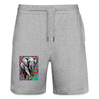 Elefant - Stanley/Stella Unisex Bio Joggingshorts Trainer  - Grau meliert - Vorne - Nik (191cm) & Marisol (170cm)