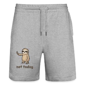 Müdes Faultier mit Spruch - Stanley/Stella Unisex Bio Joggingshorts Trainer  - Grau meliert - Vorne - Nik (191cm) & Marisol (170cm)