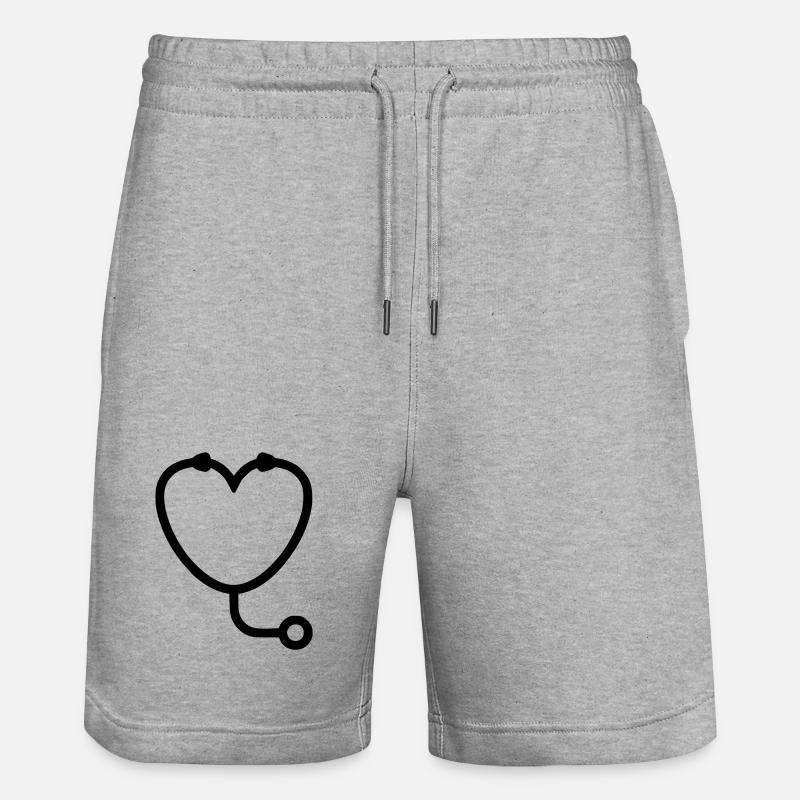 Logo du stéthoscope Vet Heart - Short de jogging bio TRAINER Stanley/Stella unisexe - gris chiné
