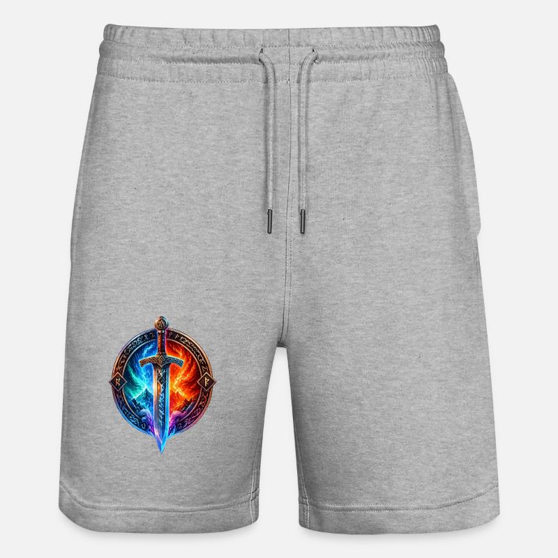 Feuer Eis Drachenschwert - Stanley/Stella Unisex Bio Joggingshorts Trainer  - Grau meliert