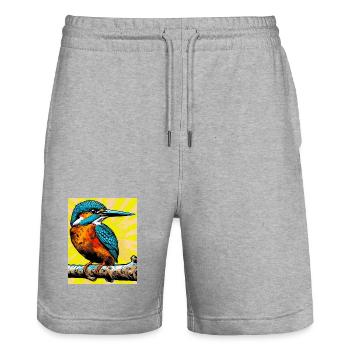 martin-pêcheur - Short de jogging bio TRAINER Stanley/Stella unisexe - gris chiné - Devant - Nik (191cm) & Marisol (170cm)