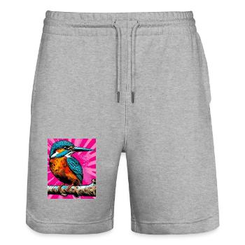 martin-pêcheur - Short de jogging bio TRAINER Stanley/Stella unisexe - gris chiné - Devant - Nik (191cm) & Marisol (170cm)