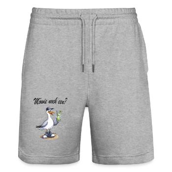 Möwe - Möwie noch een Plattdeutsch Nordsee Humor - Stanley/Stella Unisex Bio Joggingshorts Trainer  - Grau meliert - Vorne - Nik (191cm) & Marisol (170cm)