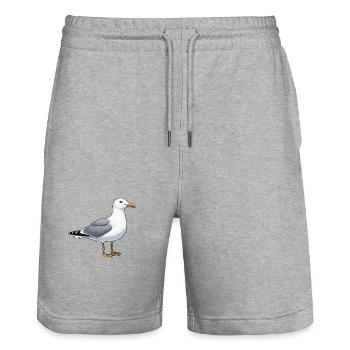 Cadeau de vacances de la mer du Nord de l’Allemagne de la Mouette - Short de jogging bio TRAINER Stanley/Stella unisexe - gris chiné - Devant - Nik (191cm) & Marisol (170cm)