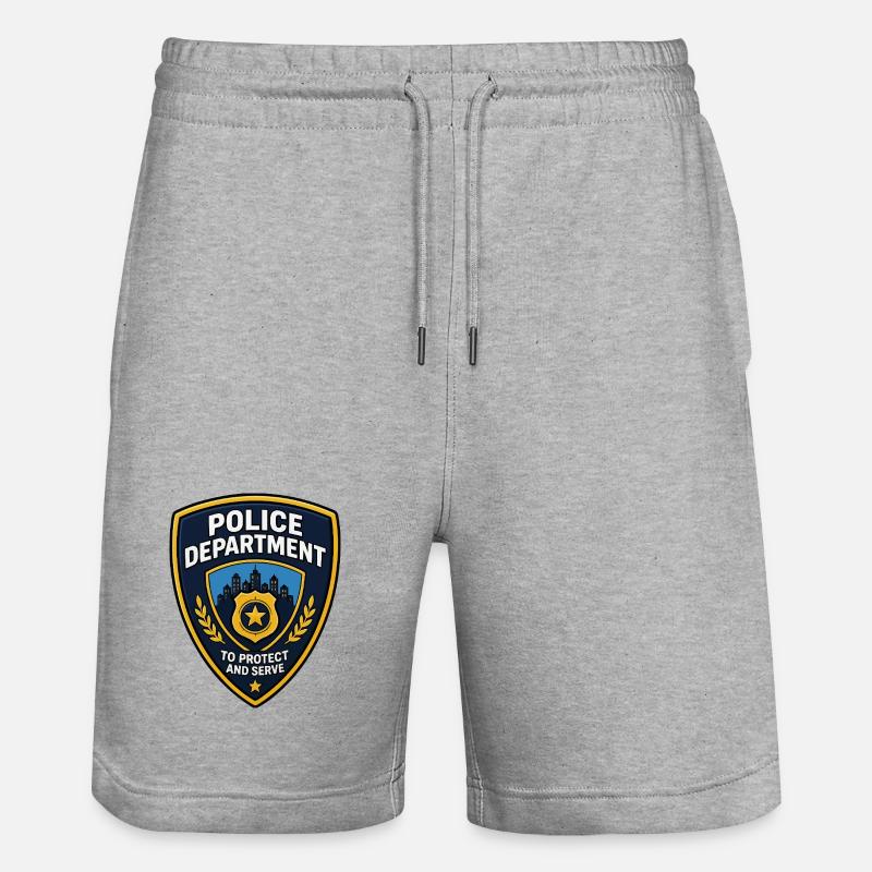 Polizei Abzeichen Patch Stadt Skyline - Stanley/Stella Unisex Bio Joggingshorts Trainer  - Grau meliert