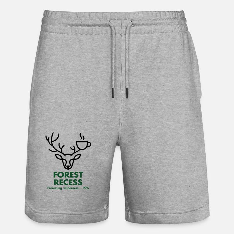 Deer with Cup in Forest - Stanley/Stella Trainer Unisex Organic Jogging Shorts - heather grey