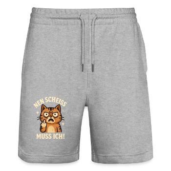Nen Scheiss Muss Ich Katzenliebhaber Sarkastische - Stanley/Stella Unisex Bio Joggingshorts Trainer  - Grau meliert - Vorne - Nik (191cm) & Marisol (170cm)