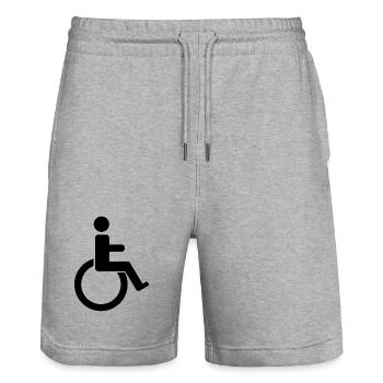 Handicap sign - Stanley/Stella Trainer Unisex Organic Jogging Shorts - heather grey - Front - Nik (191cm) & Marisol (170cm)