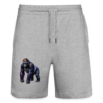 Gorilla Polygon – Farbige Geometrie - Stanley/Stella Unisex Bio Joggingshorts Trainer  - Grau meliert - Vorne - Nik (191cm) & Marisol (170cm)