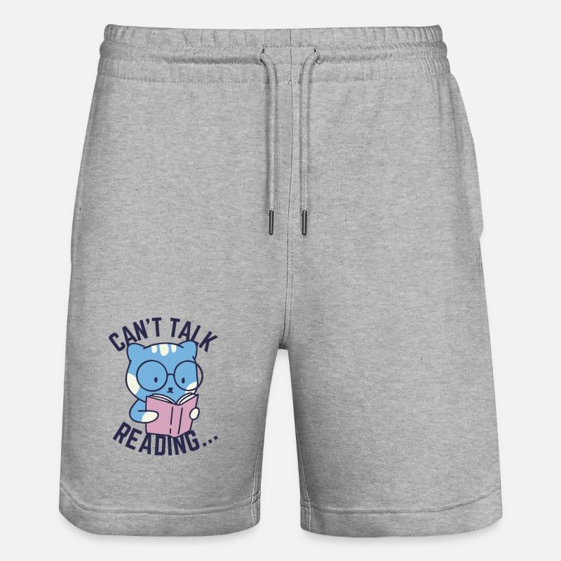 Can't Talk, Reading... - Stanley/Stella Trainer Unisex Organic Jogging Shorts - heather grey