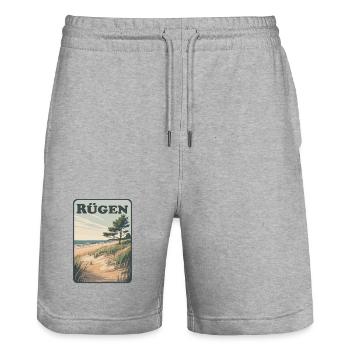 Rügen - Stanley/Stella Unisex Bio Joggingshorts Trainer  - Grau meliert - Vorne - Nik (191cm) & Marisol (170cm)